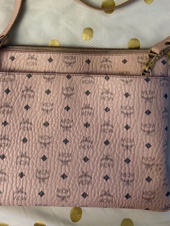 MCM Handbags - MCM Visetos pebble leather pink crossbody bag